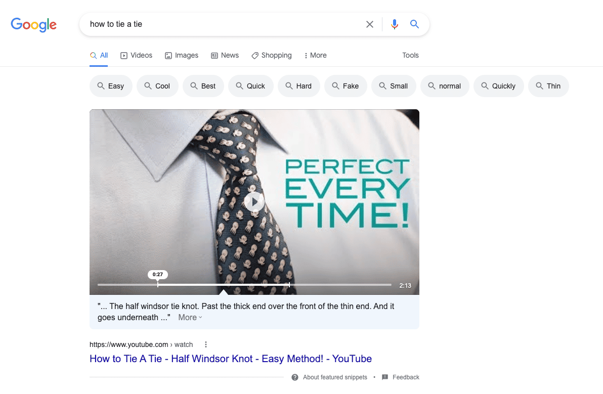 YouTube How To Content How to Tie A Tie Video