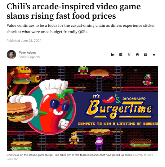 Chili's BurgerTime Video Game