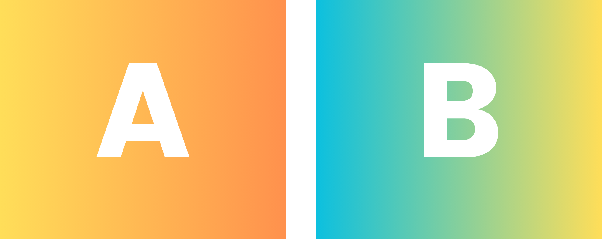 Image of two squares one labeled A one labeled B to demonstrate an A/B Test