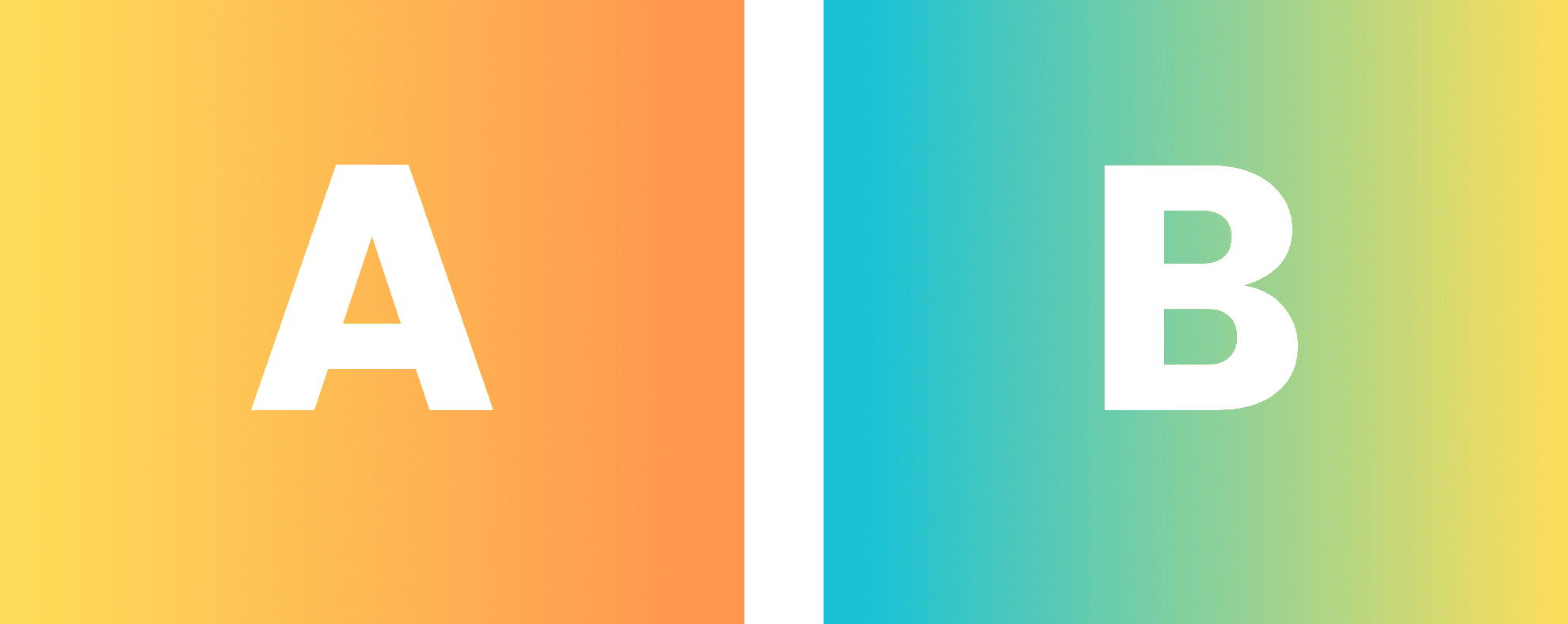 Image of two squares one labeled A one labeled B to demonstrate an A/B Test