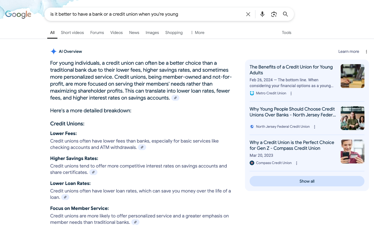 is it better to have a bank or a credit union when you're young