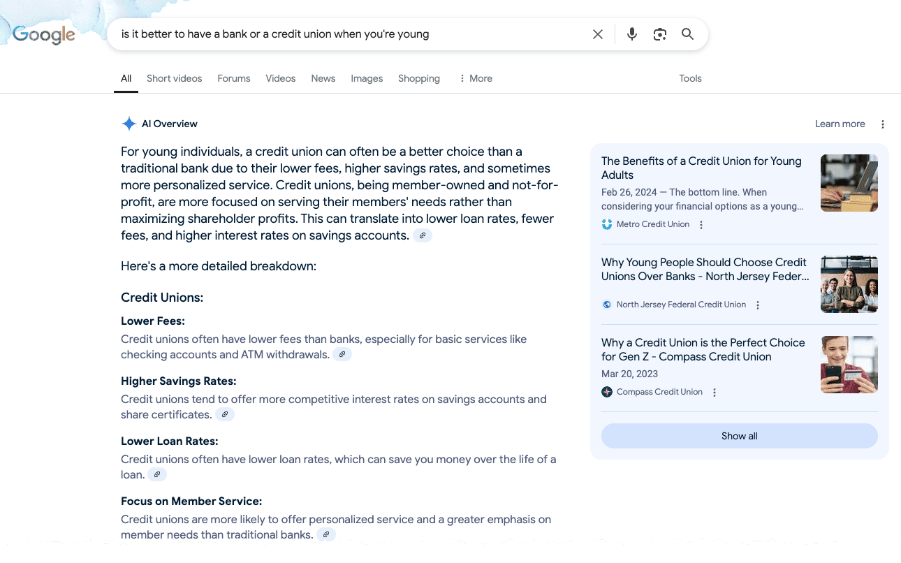 is it better to have a bank or a credit union when you're young