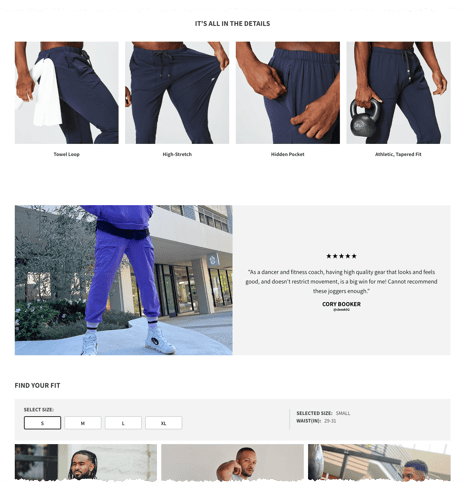Screenshot of product page on Fabletics showing a customer review