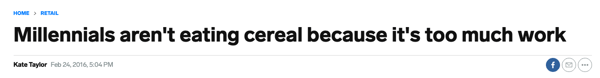 Millennials Aren't Eating Cereal 