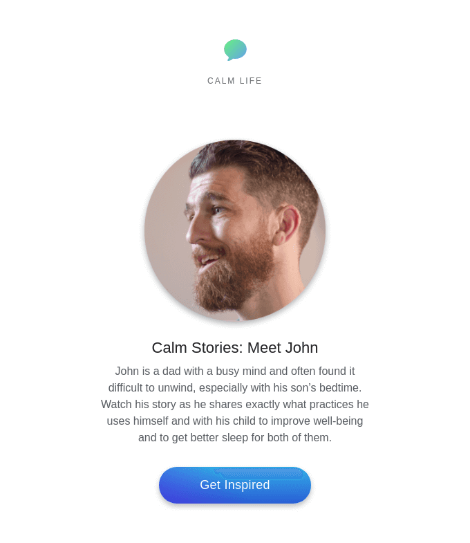Calm email customer review example