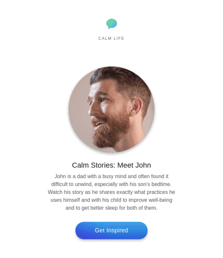 Calm email customer review example